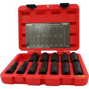 KC Tools 12pc 1/2" Dr Metric Deep Impact Socket Set - Picture 1 of 5