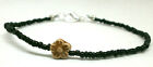 Bracelet " Flower " Charm Of Ceramic And Beaded Black