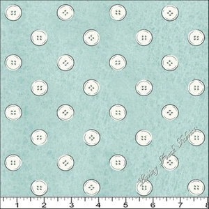 QT "BUCHSTABENSTICH" 24059-B KNÖPFE NÄHEN THEMA BLAUER STOFF PREIS PRO 1/2 YD - Bild 1 von 1