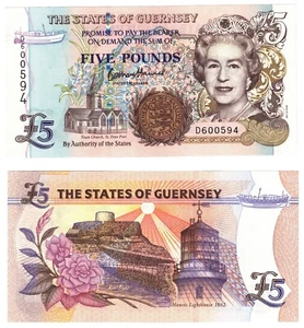 2023 States of Guernsey 5 Pounds Banknote UNC P56d QEII new security features - Picture 1 of 1