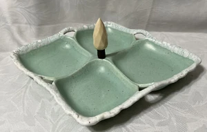 Vintage 1950’s Jacquin Ceramic's USA Divided Handmade Ceramic Handled Dish - Picture 1 of 10
