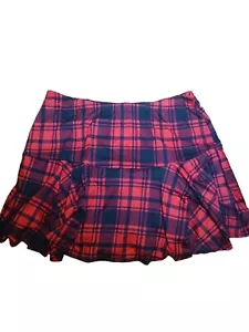 Womens Boho Ruffle Buffalo Plaid School Mini Skort High Waist, NWOT 3XL - Picture 1 of 5