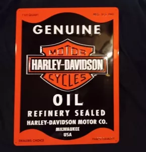 Letrero de metal aceite Harley Davidson estilo vintage troquelado motocicletas - Imagen 1 de 3