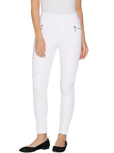 H by HALSTON Size 18WP Petite Knit Denim Ankle Jeans w/ Pintucks WHITE - Picture 1 of 3