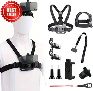 Support harnais sangle poitrine téléphone VLOG POV pour appareil photo américain Iphone Gopro DJI US - Photo 1 sur 7