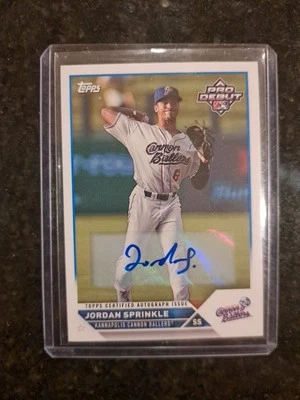 2023 Topps Pro Debut - Jordan Sprinkle #PD-15 Autographs (AU, RC) - Image 1 of 2