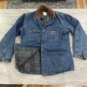 Chaqueta Carhartt De Colección Para Hombres MED Denim Tareas Manta Forrada Hecha en EE. UU. C59 DST - Imagen 1 de 13