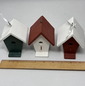 Juego de 3 adornos colgantes de madera para pajarera decoración de pared artesanía - Imagen 1 de 7