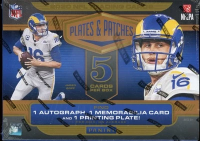 2020 PANINI PLATES & PATCHES FOOTBALL SEALED HOBBY BOX 5 CARDS PER BOX - Image 1 of 2