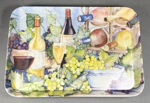 Bandeja de melamina Melplus Monza 1998 de colección vino y uvas firmada Kathleen McKenna Italia - Imagen 1 de 7