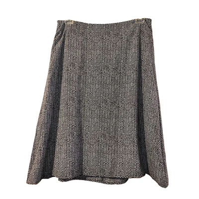 Atención Talla L Marrón Azul Estampado Poliéster Forrado Línea A Cremallera Trasera Falda Oficina Foto 1 de 3