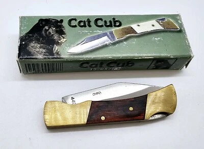 Cubiertos Frost Cat Cub 3" Navaja de Bolsillo Plegable Latón Refuerzos 15-057FW Foto 1 de 4