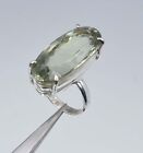 925 Solid Sterling Silver Faceted Green Amethyst Ring -10 Us A948