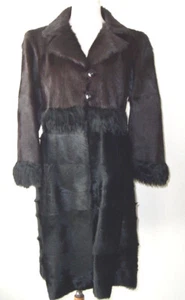 Abrigo de piel de alpaca de cabra marrón negro FENDI 44 8 - Imagen 1 de 6