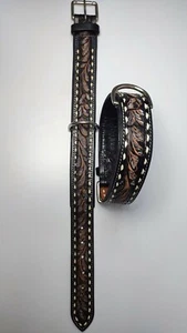 Shwaan Leather Dog Collar Handtooled Designer Pet Collar |For all breed Dogs - Picture 1 of 12