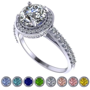 NANA Jewels Round Sterling Silver Engagement Rings for Women - Choose Colors - Picture 1 of 50
