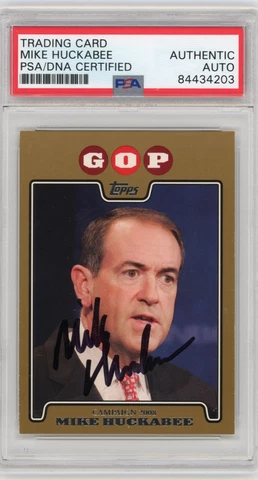 Mike Huckabee 2008 Topps GOLD PSA COA Signed Autographed Campaign GOP Card Cover