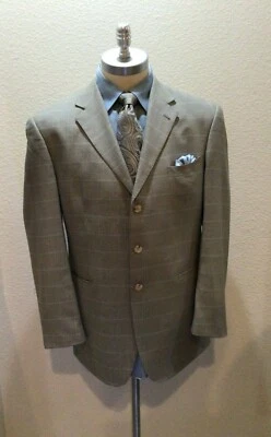 Коричневый, синий и светлый бирюзовый блейзер в клетку 3 фунта от Sean Johnr 44L - Изображение 1 из 4