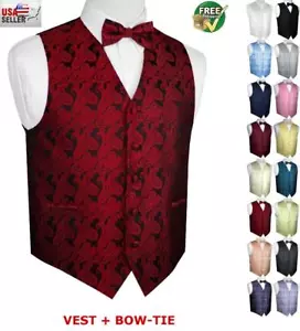 Gilet da uomo e cravatta da smoking formale Paisley. Abito da sposa, ballo, crociera - Foto 1 di 14