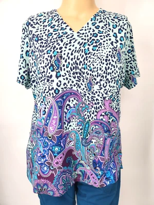 Womens Scrub Top Butter Soft  Stretch by UA 2 Pocket  XL Paisley - Image 1 of 4