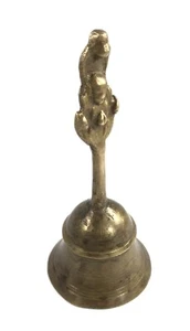 Indian Brass Temple Bell Hand Crafted Religious Figure Brass Hand Bell. G70-336 - Picture 1 of 8
