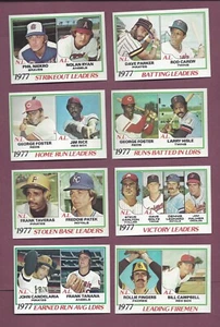 JUEGO DE 8 CARTAS NAZOR SHARP PACK NUEVO 1978 TOPPS LÍDERES DE LA LIGA DE BÉISBOL - Imagen 1 de 2