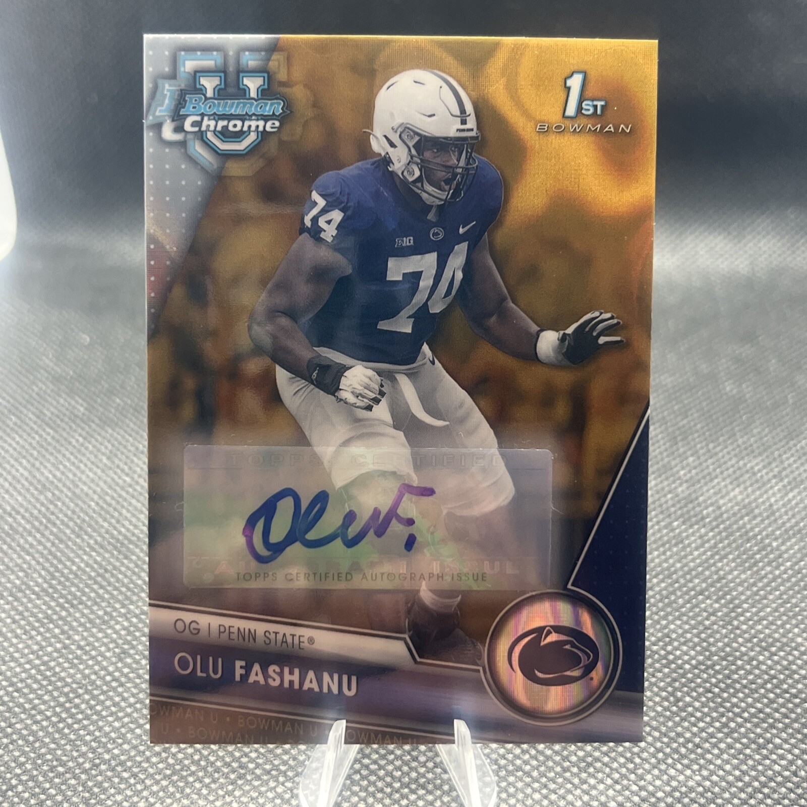 Olu Fashanu 2023 Bowman Chrome University Gold LAVA 1st Auto 35/50 Penn State 🔥