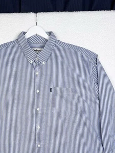 Barbour Tailored Fit Striped Button Up Shirt Blue - Men's 2XL - Picture 1 of 10