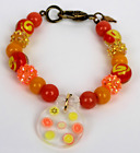 Bracelet perles en verre orange neuf fait main 8 7/8 pouces bracelet résine charme fruit