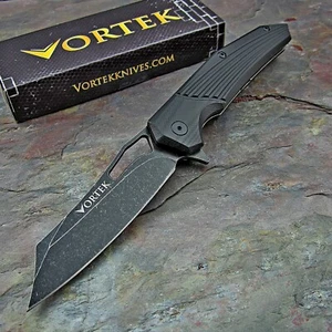 VORTEK HAWKEYE Black G10 Sheepsfoot Blade Ball Bearing Flipper EDC Pocket Knife - Picture 1 of 6