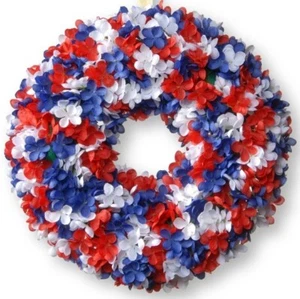 National Tree Company 14-inch Patriotic Hydrangea Wreath Multi - Picture 1 of 4