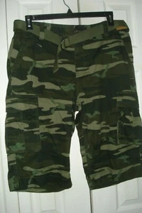Mens Messenger Shorts  Camo Size 36 Roebuck & Co w Belt  - Picture 1 of 2