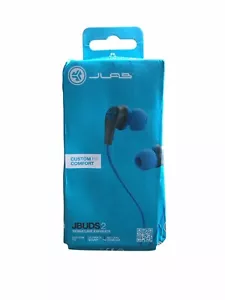 JLab JBuds 2 Signature Earbuds Blue Marine Noise Isolate 3 Size Tips Comfort Fit - Picture 1 of 1