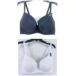 2 Bobbie Brooks Full Coverage Tshirt Bra Size 42D White Black - Picture 1 of 11