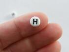 100 Letter H acrylic round alphabet beads white and black