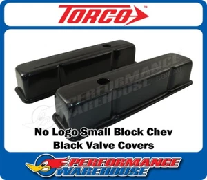 Black Steel Tall Valve Rocker Covers Pair Small Block Chevy SBC 283 307 350 383 - Picture 1 of 3