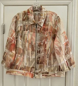 COLDWATER CREEK Jacke Shirt Damen XL orange bunt Herbst transparent Full Zip - Bild 1 von 21