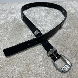 Albatros Women Black Leather Belt With Decorative Blue Stones Size Large - Picture 1 of 9