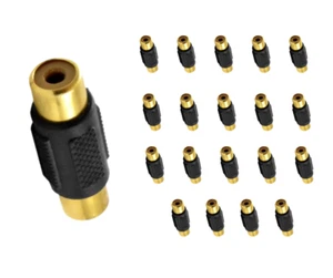 The Wires Zone Gold Plated Female to Female RCA Coupler Barrel 20 Pack - Picture 1 of 5