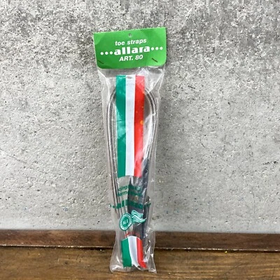 Vintage Ale Leather Straps Pedal Toe Clip NOS Red Allara Eroica 70s 80s Italy A3 - Image 1 of 4