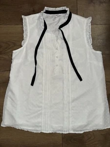 Elle Womens Blouse Small White Sleeveless Top Career - Picture 1 of 5