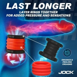 2-in-1 Silicone Cock Ring - Red - Picture 1 of 7
