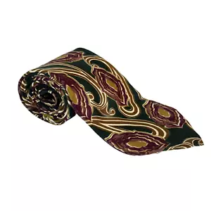 Michael Jacobs Nordstrom Tie Silk Necktie Hand Sewn Maroon Green Brown Abstract - Picture 1 of 9