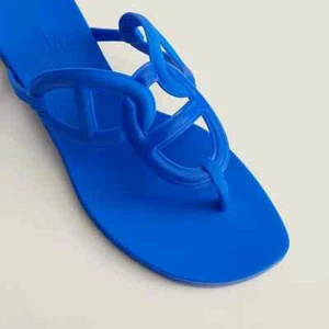 HERMES EGERIE SANDALE BLAU OUTREMER BLAU GELEE GUMMI GRÖSSE 37 SCHUHE DAMEN - Bild 1 von 5