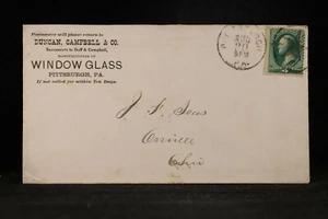 Pennsylvania: Pittsburgh 1877-8 Duncan, Campbell Fenster Glasabdeckung Fancy Cancel - Bild 1 von 2