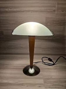 Vintage Kvintol Ikea Wooden Glass Chrome MCM Glass Shade Table Lamp - Picture 1 of 5
