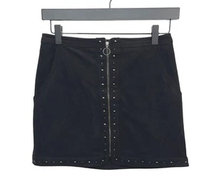 American Eagle Outfitters Skirt Womens XS 2 Faux Suede Mini Zipper Black Casual - Picture 1 of 12