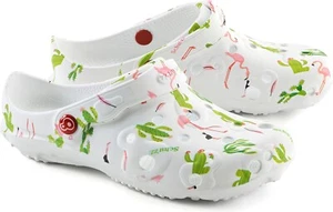 Schu'zz Damen Clog Badeschuhe Globule Femme imprimé Cactus & flamingo / Grün