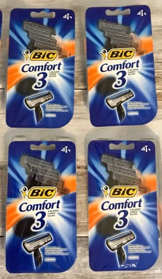 4x Maquinillas de afeitar BIC Comfort 3 Triple Hoja 4 unidades ~ Lote de 4 (16 en total) ¡NUEVAS EN CAJA! Foto 1 de 2