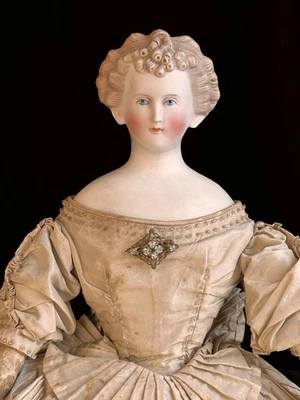 Антикварная немецкая фарфоровая кукла графиня Дагмар с паросской неглазурованной головой 18 дюймов - Изображение 1 из 4